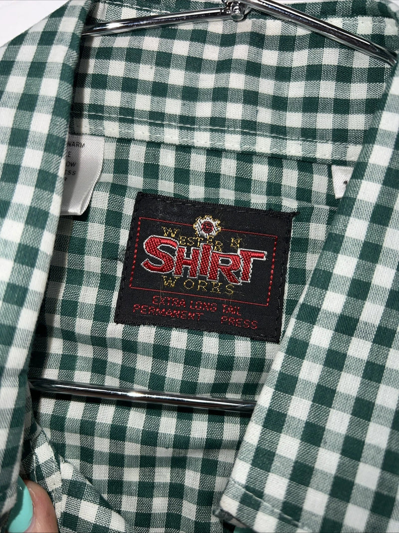 New men’s Western Shirt Works Green Pearl Snap Short Sleeve 14.5 Small A-181
