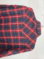 New Men’s ELY Plains Red Blue Plaid Long Sleeve Pearl Snap 16 Large Q-22