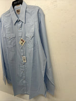 New Men’s Blue ELY cattleman Pearl Snap Long Sleeve Shirt. 2XL Tall G-68