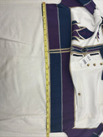 New Men’s Cumberland White Purple Design Short Sleeve Polo Short Large V-90