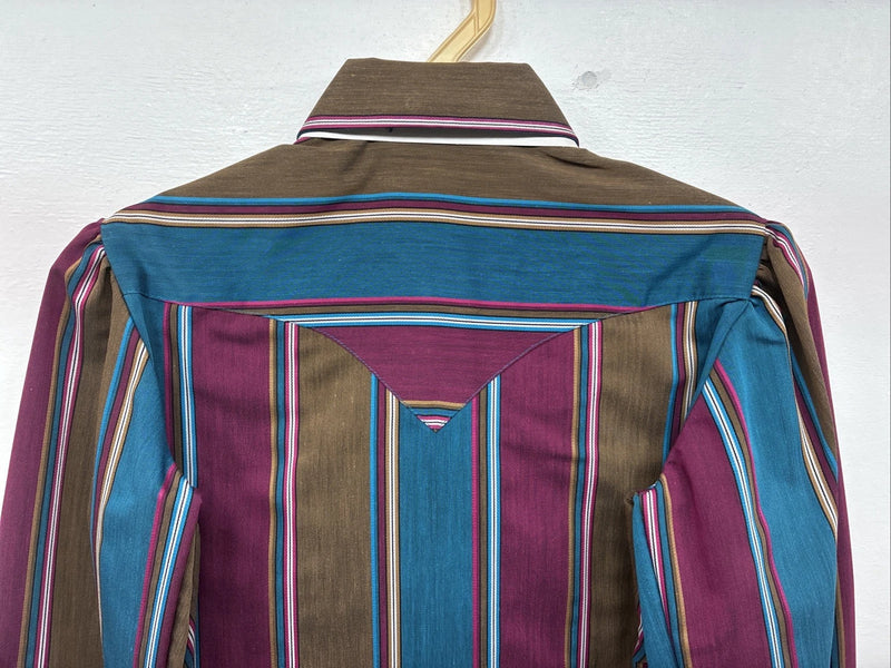 New Women’s Panhandle Slim Multicolor Stripe Long Sleeve Pearl Snap Size 10 MM-8