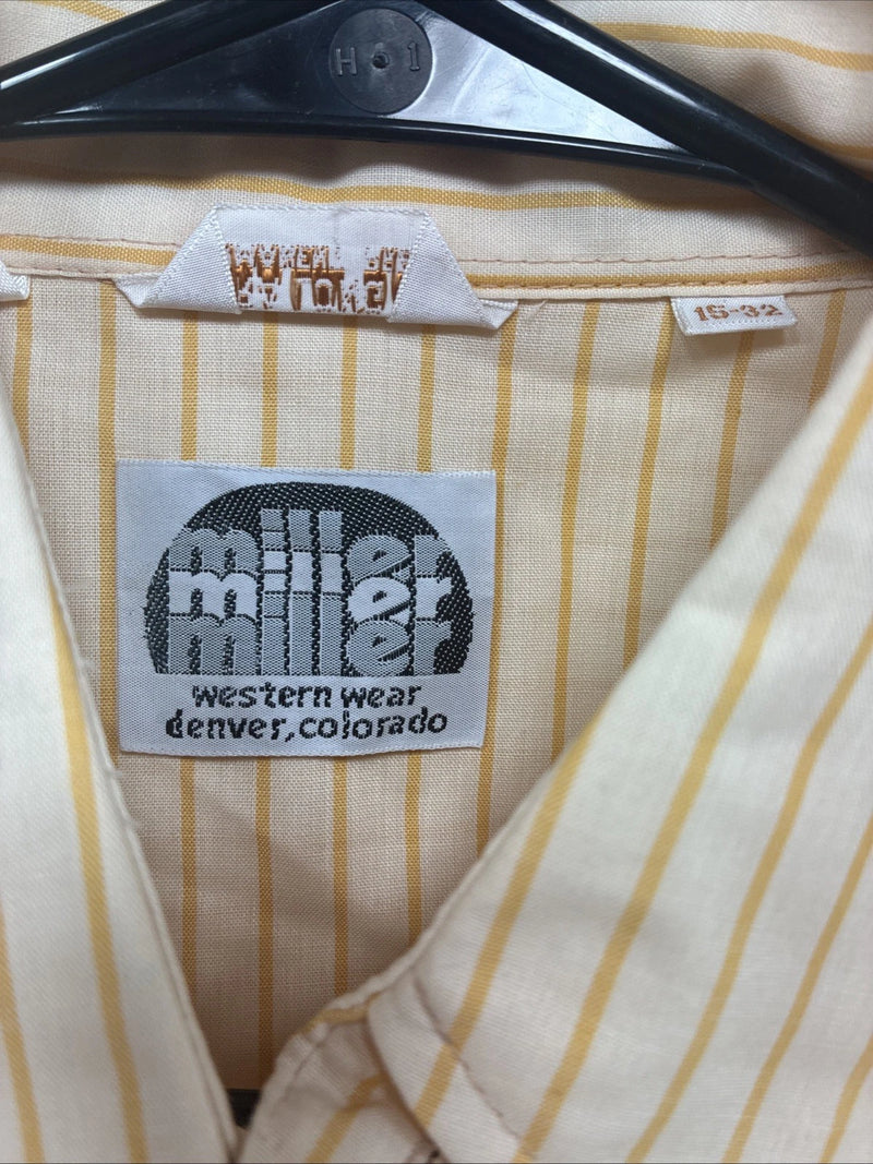 New Men’s Miller Yellow Stripe Long Sleeve Pearl Snap 15 X 32 Medium T-78