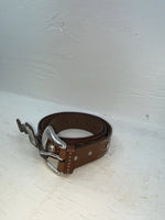 New Brown Genuine Leather Nocona Silver Pendant 40” Belt #N3431502 Z-102