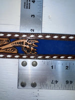New Blue Genuine Leather Longhorn Tooled 30” Belt #82829 JJ-125