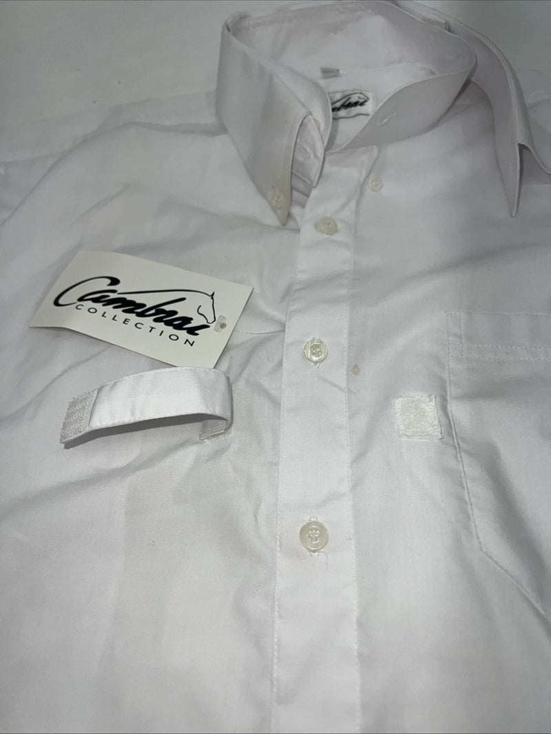 New Men’s White Cambrai Short Sleeve English Riding Shirt. Small G-37