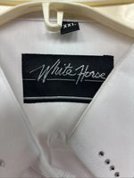New Women’s White Horse White Gem Long Sleeve Pearl Snap 2XL GG-17