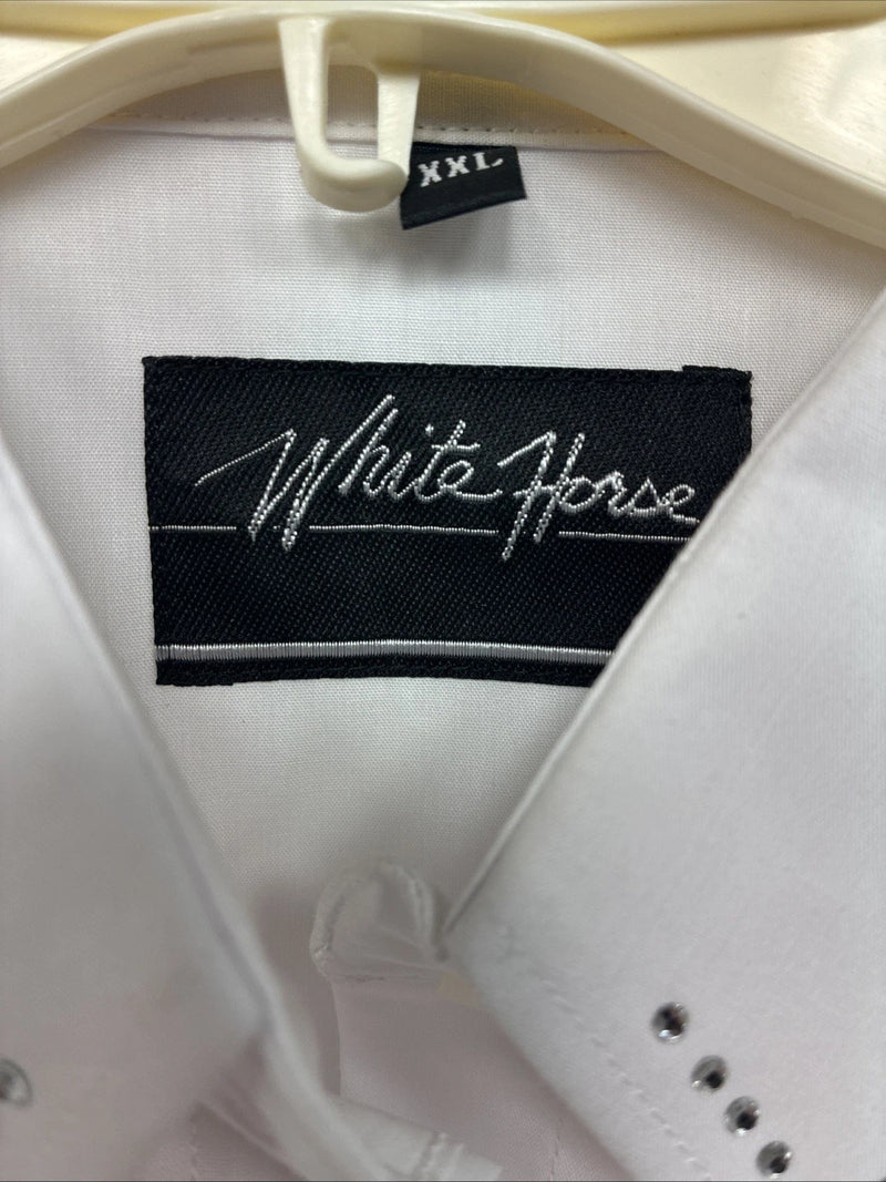 New Women’s White Horse White Gem Long Sleeve Pearl Snap 2XL GG-17