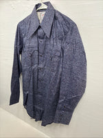 New Men’s Tem Tex Blue Jean Long Sleeve Pearl Snap 15 Medium AA-74