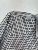 New Women’s White Horse Black White Stripe Long Sleeve Pearl Snap Medium LL-80
