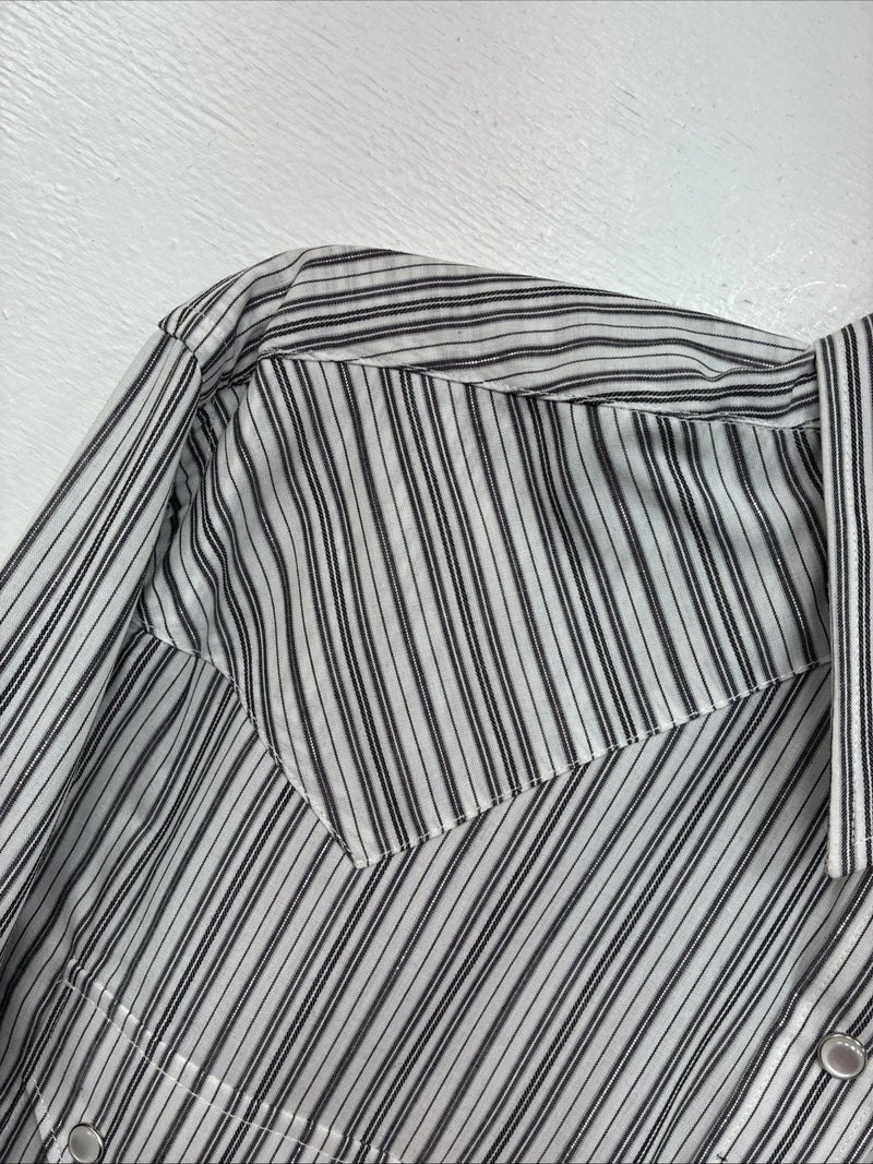 New Women’s White Horse Black White Stripe Long Sleeve Pearl Snap Medium LL-80