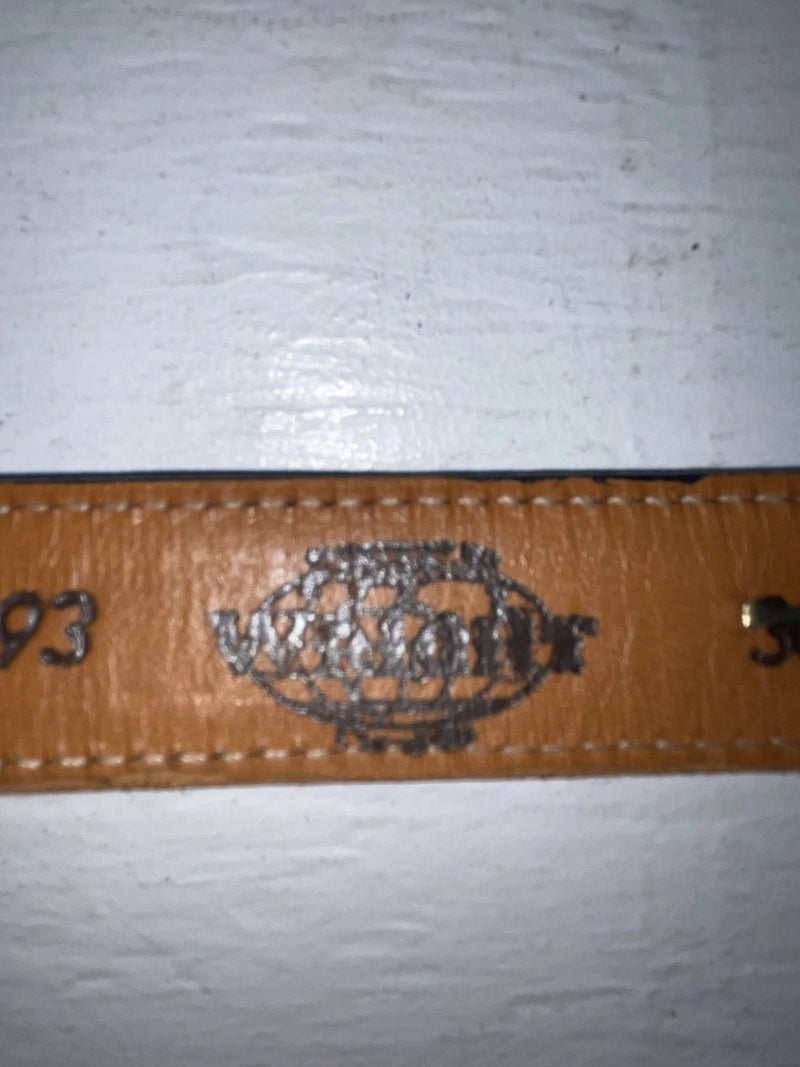 New Blue Genuine Leather Wright Gold Pendent 30” Belt #10493 JJ-139