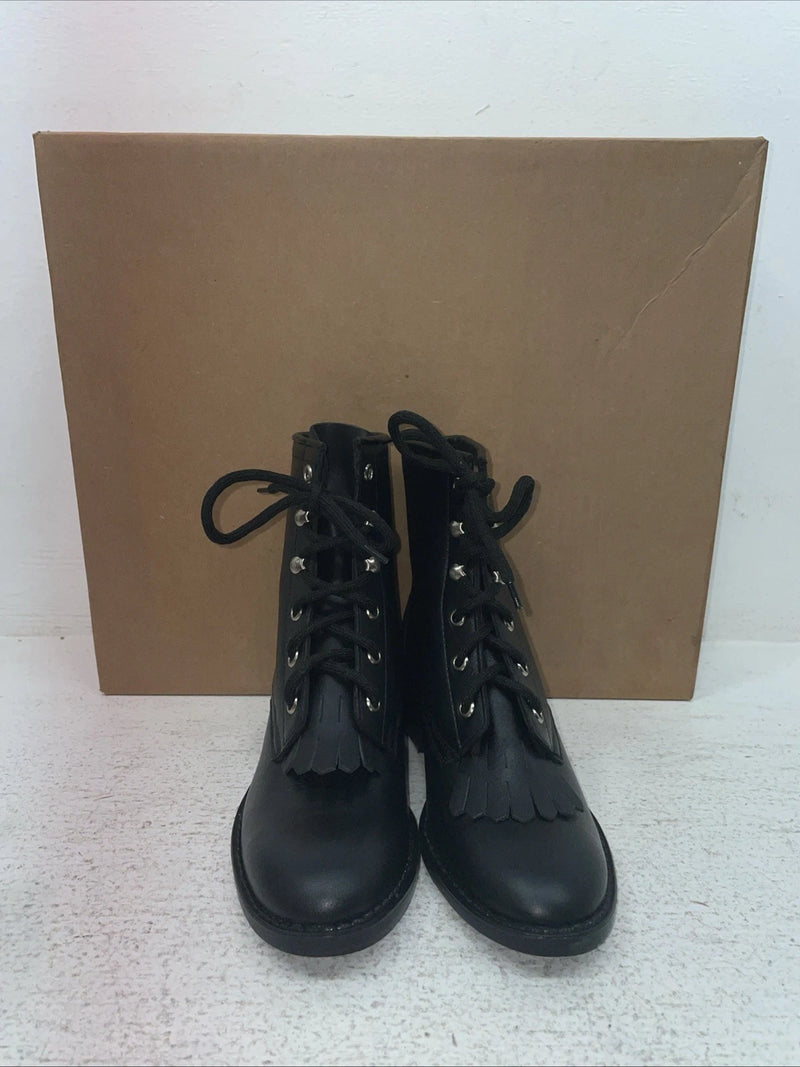 New Kids Black Lace Up American West Cowboy Boots. 2120 13.5 13 1/2 D. 23-74