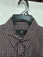 New Men’s Western Express Black Red Flannel Long Sleeve Pearl Snap 2XL F-98