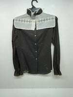 New Women’s Black White Panhandle Slim Long Sleeve Button Up Shirt #3533 3B-24