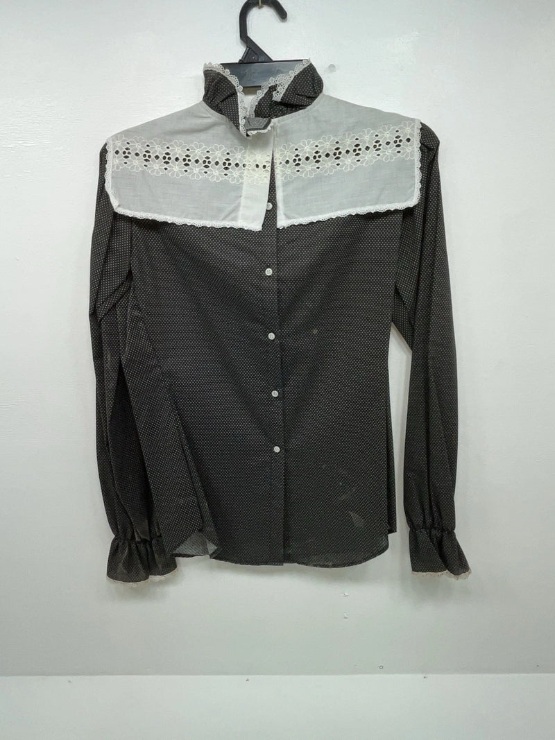 New Women’s Black White Panhandle Slim Long Sleeve Button Up Shirt #3533 3B-24
