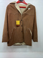 New Women’s Brown SIMCO Leather Wool Coat 12 #6295 UU-7