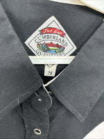New Women’s Cumberland Black White Short Sleeve Button Up Medium YY-81