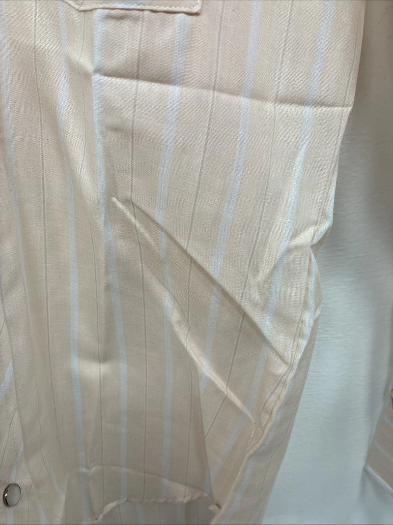 New Boys ELY Plains Tan Stripe Long Sleeve Pearl Snap Size 14 DD-108