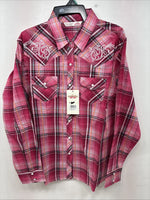 New Women’s Cumberland Pink Designed Long Sleeve Pearl Snap XL GG-30