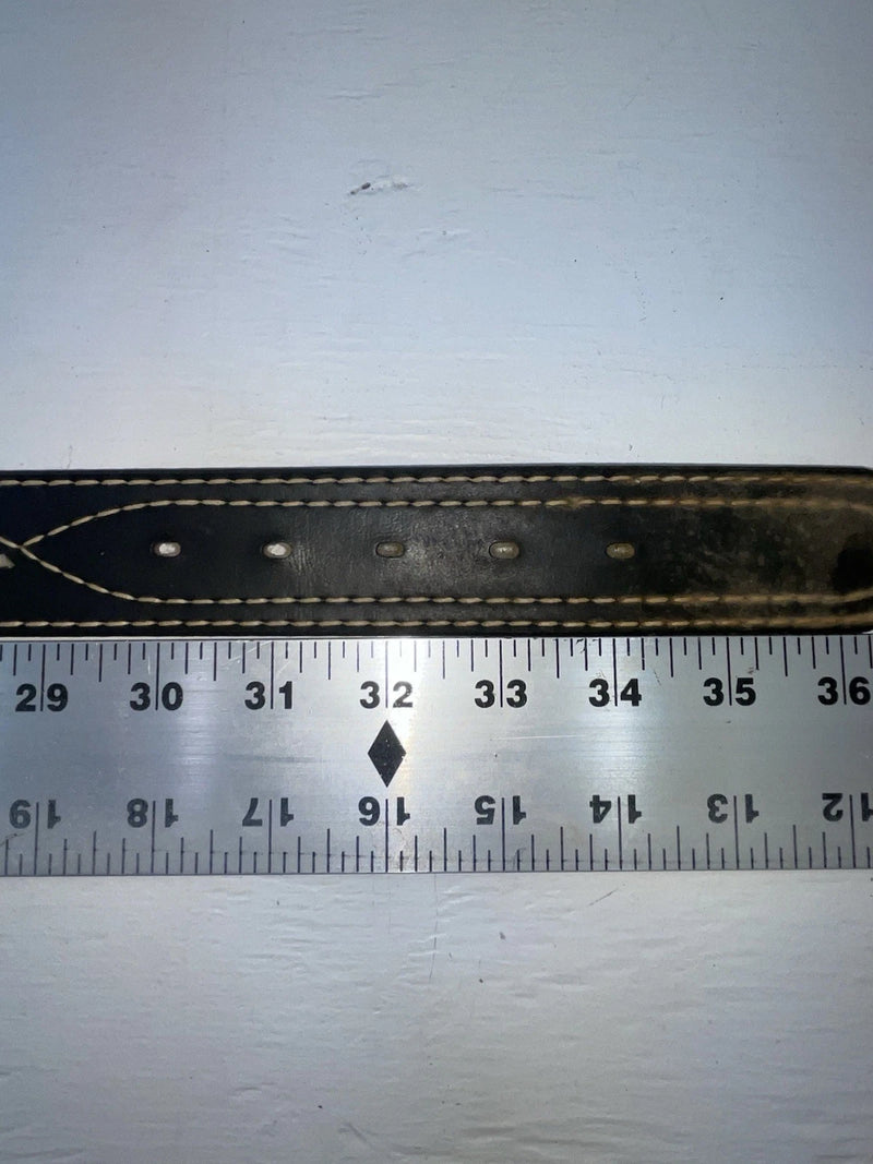 New Black Genuine Leather Stitched 32” Belt #2021 JJ-13