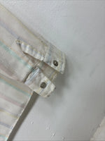 New Women Camlo Rose Multicolor Stripe Long Sleeve Pearl Snap Size 12 YY-104