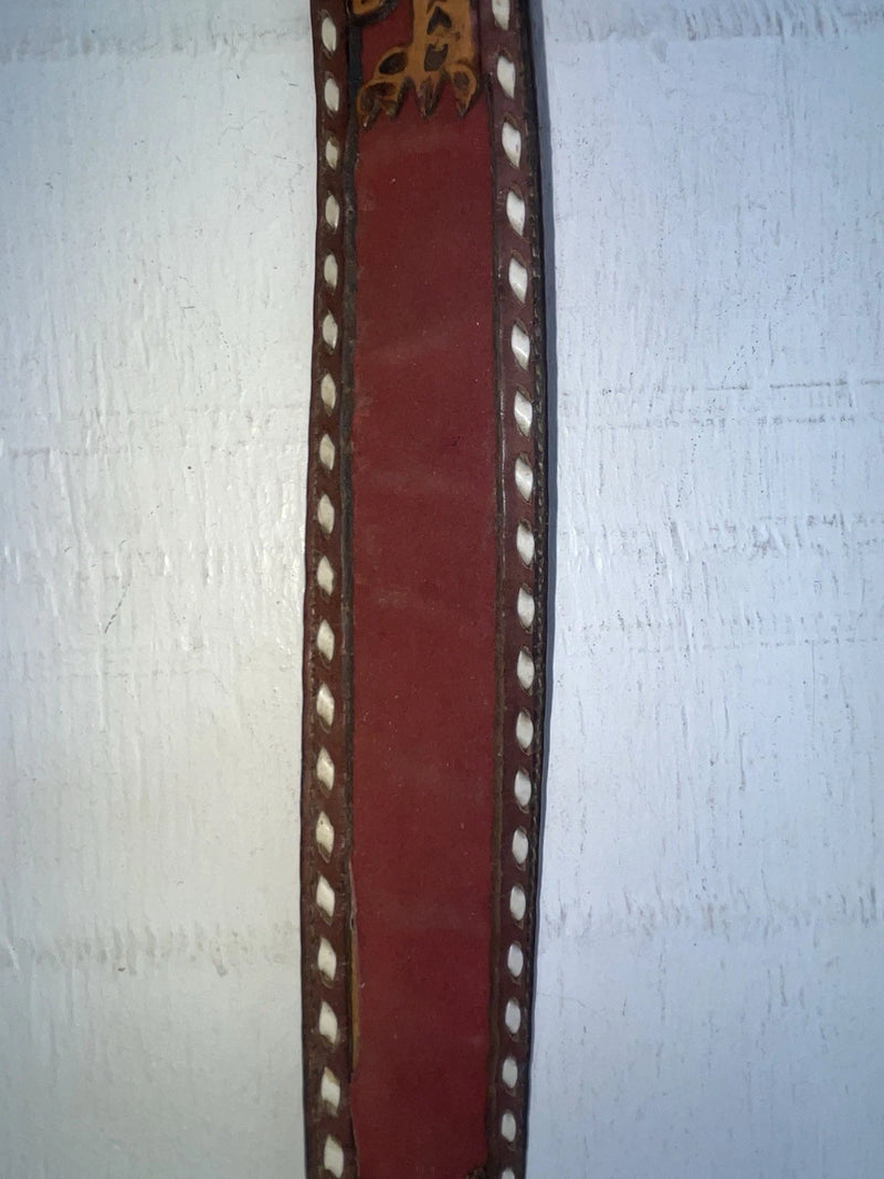 New Red Genuine Leather Longhorn Tooled 32” Belt #82828 NN-60