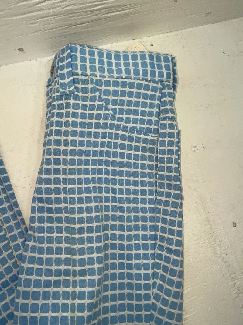 New Vintage Blue Checkered Lee Polyester Pants #2652644 ZZ-46
