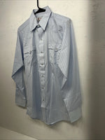 New Men’s Blue HbarC Ranchwear Pearl Snap Long Sleeve Shirt 15x33 M I-32