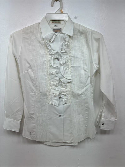 New Women’s Karman White Design Long Sleeve Pearl Snap Size 30 MM-80