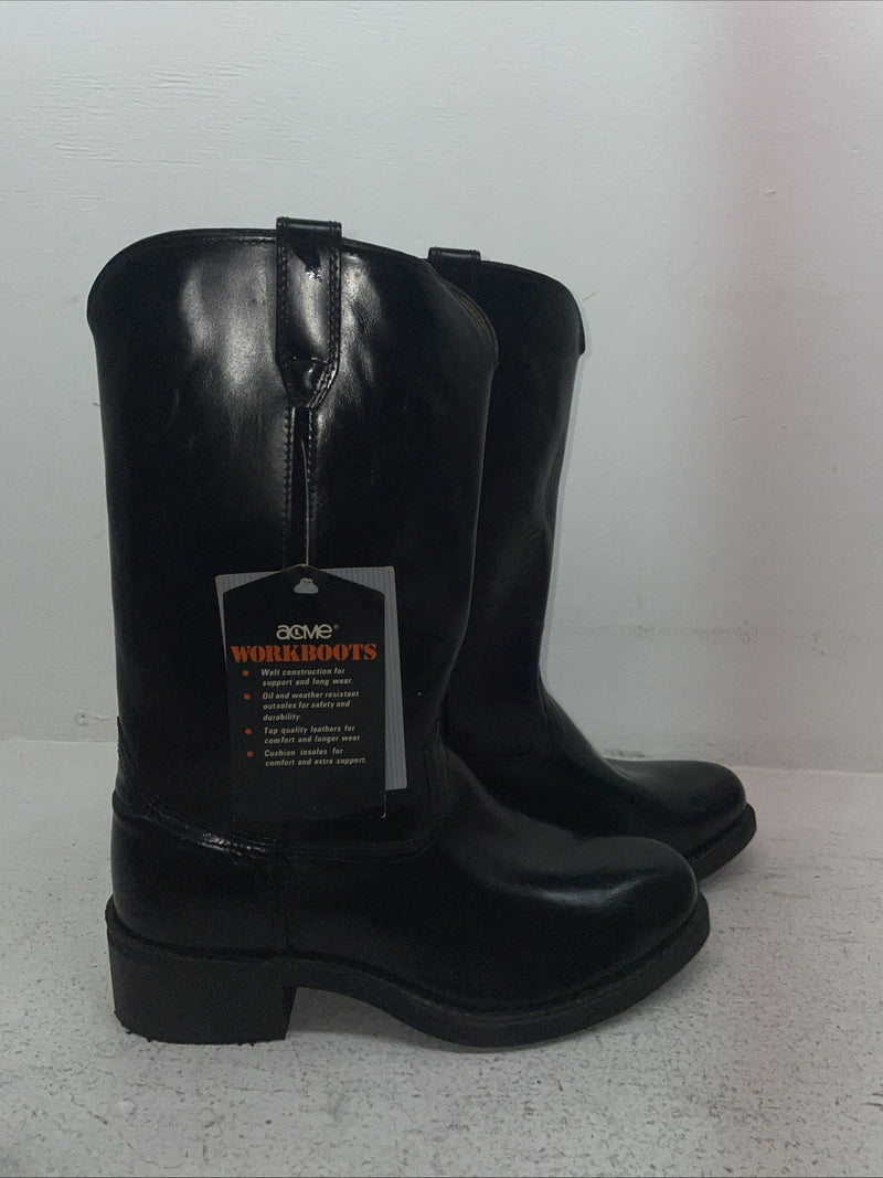 New Men’s Black Acme Cowboy Boots. 9080 8.5 8 1/2 E W. 3-96