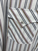 New Men’s ELY Cattleman Striped Long Sleeve Pearl Snap 20.5 X 36 4XL E-98