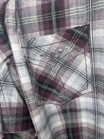 New Women’s Cumberland Purple Plaid Long Sleeve Pearl Snap Size 1X GG-10