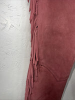 NOS Pink Show Chaps With Fringe Adjustable Waist 31” I-79