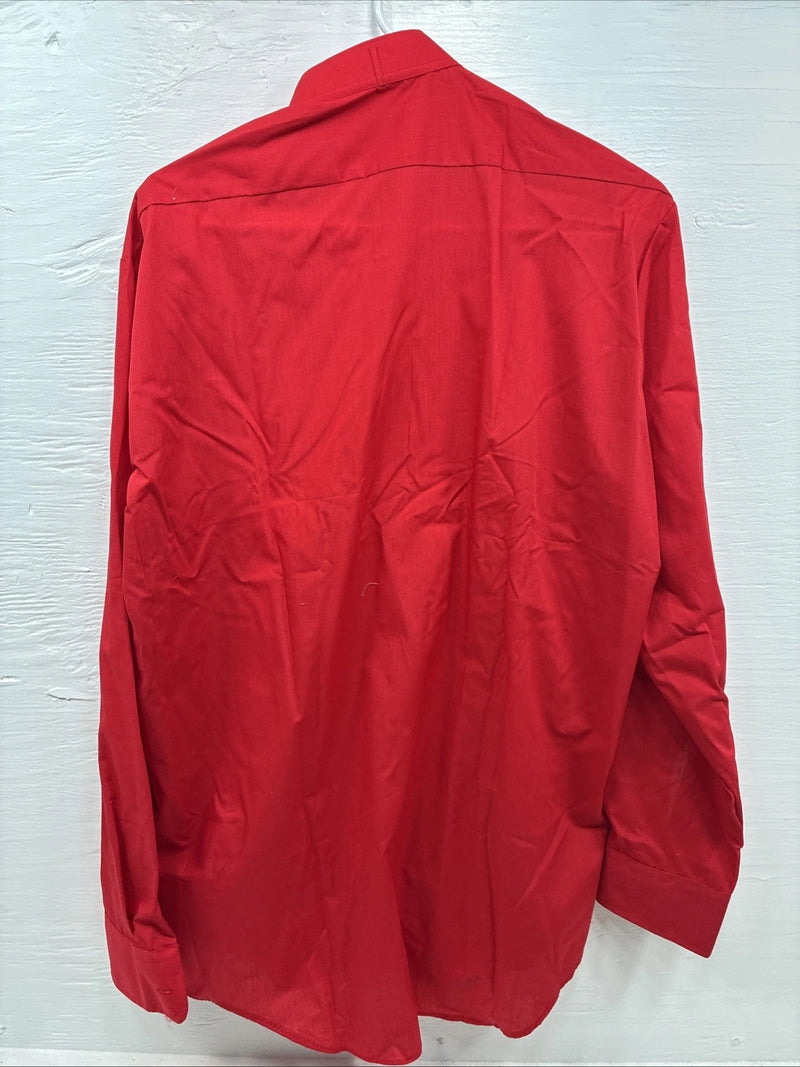 New Classix Red Long Sleeve Button Up English Shirt 16-16.5 Large X-80