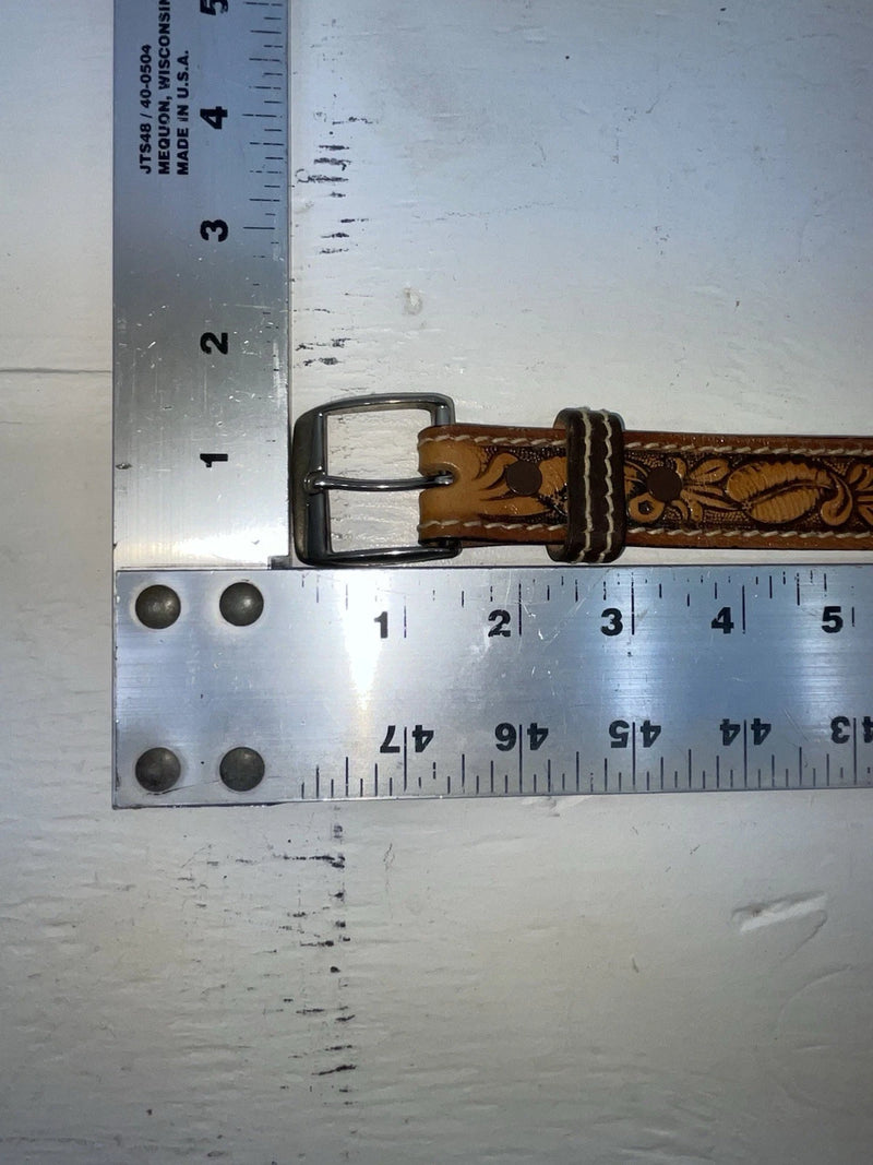 New Brown Genuine Leather Perkies Tooled 18” Belt #170 NN-85