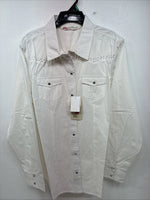 New Women’s Cumberland White Gem Long Sleeve Pearl Snap Size XL KK-84
