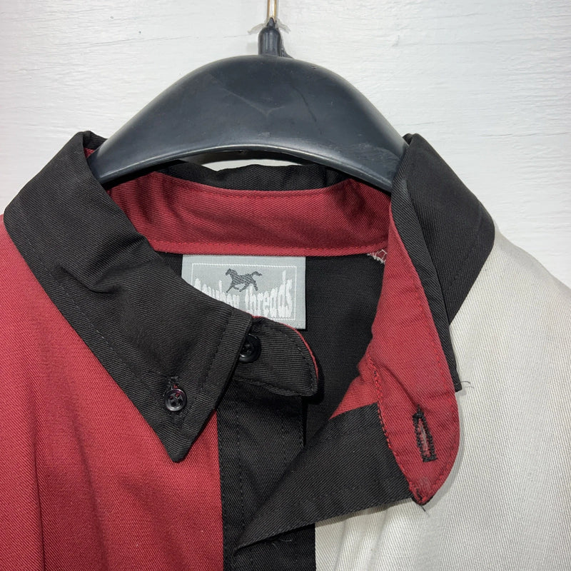 New Men’s Cowboy Threads White Black Red Long Sleeve Button Up Small B-56