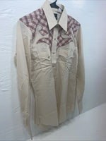 New Men’s Champion Western Tan Long Sleeve Pearl Snap 15.5 X 34 Medium B-111