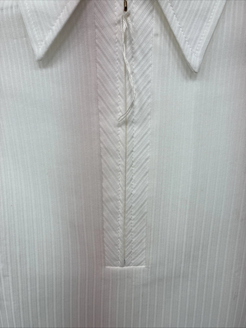 New Women’s H Bar C White Stripe Long Sleeve Half Zip Show Shirt Small YY-123