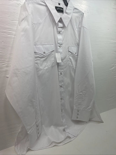 New Men’s White Horse White Long Sleeve Pearl Snap 3XL E-17