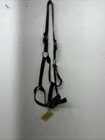 New Showman Nylon Black Halter With Genuine Leather Head Piece #6657 W-50