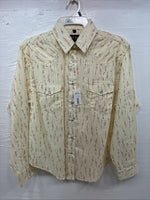 New Kids White Horse Yellow Floral Long Sleeve Pearl Snap Medium CC-110