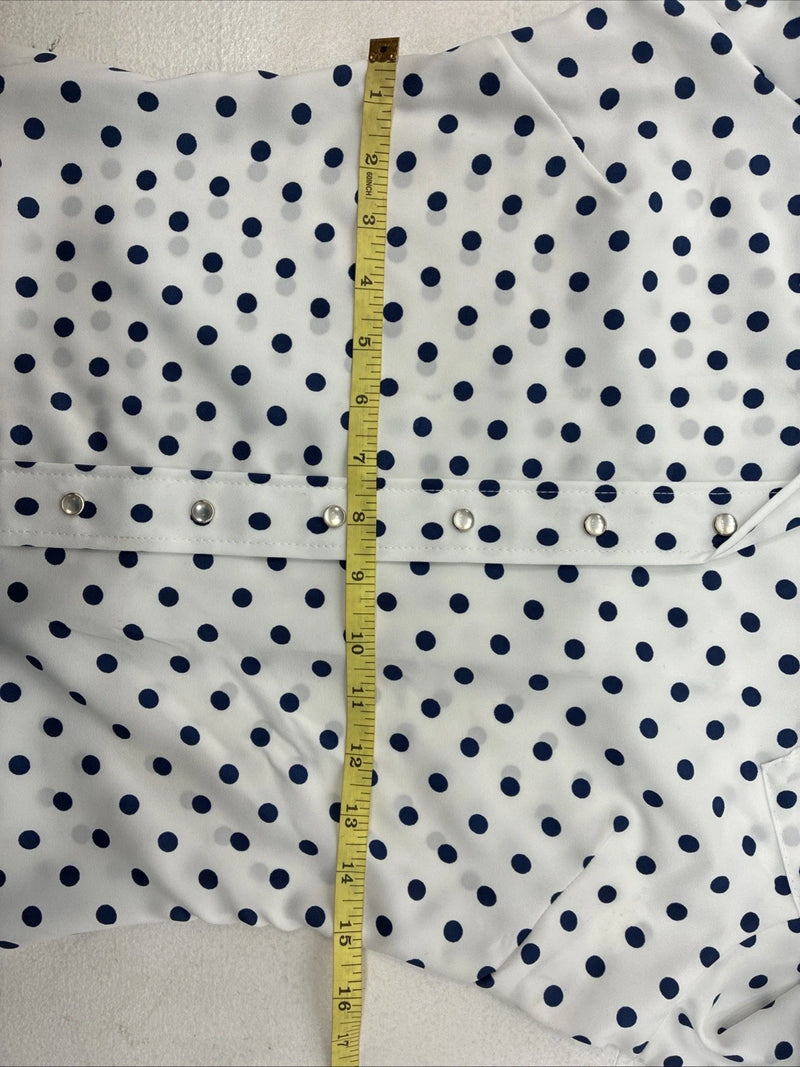New Women’s Dickson Jenkins Blue Polkadot Long Sleeve Pearl Snap Size 30 MM-58