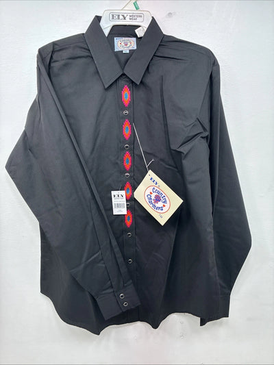 New Women’s Country Charmers Black Deigned Long Sleeve Pearl Snap CL II-65