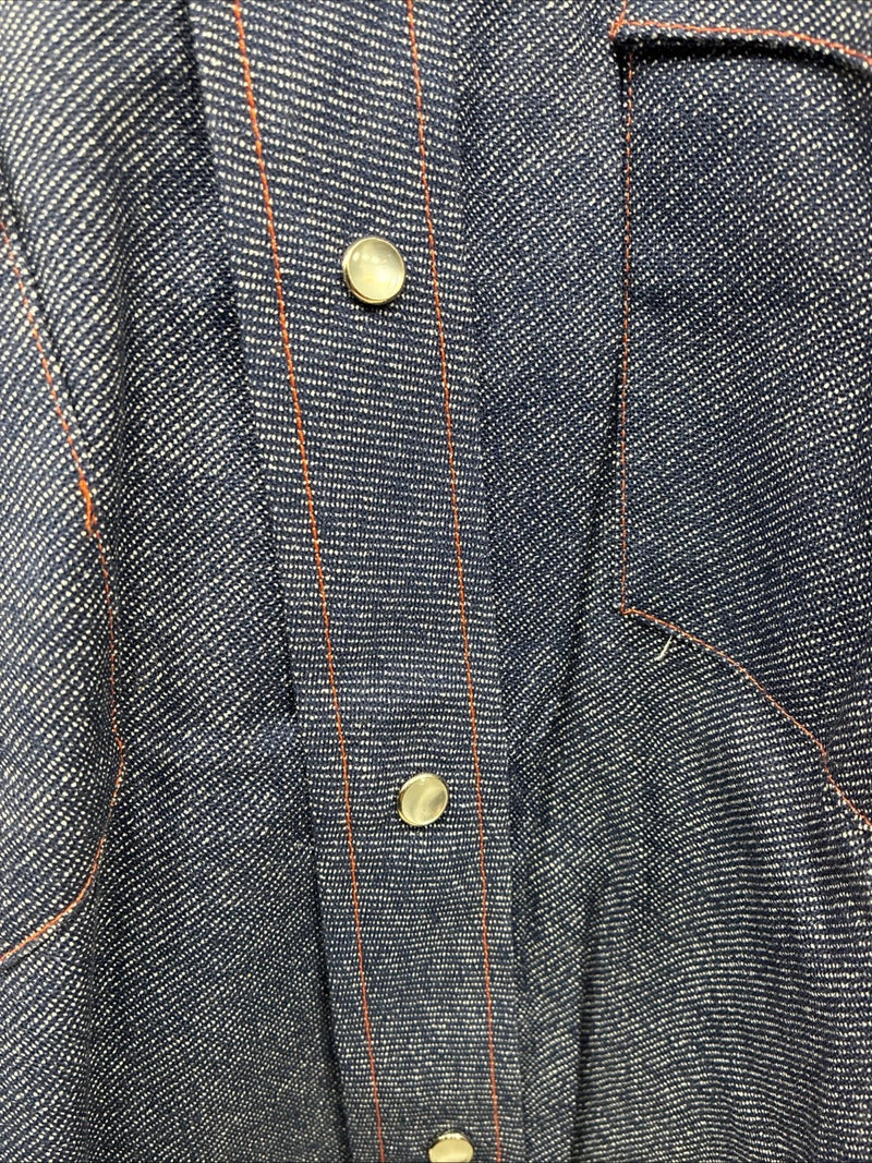 New Men’s Karman Blue Jena Long Sleeve Pearl Snap 15 Medium AA-75