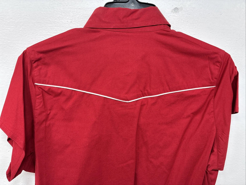 New Women’s Cumberland Red Short Sleeve Pearl Snap Medium MM-87