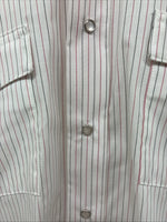 New Men’s H Bar C White Stripe Long Sleeve Pearl Snap 16.5 Large AA-38