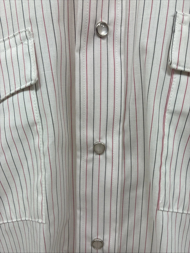 New Men’s H Bar C White Stripe Long Sleeve Pearl Snap 16.5 Large AA-38
