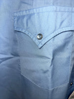 New Mens Blue ELY Cattleman Short Sleeve Pearl snap Shirt. 17 XL S-1