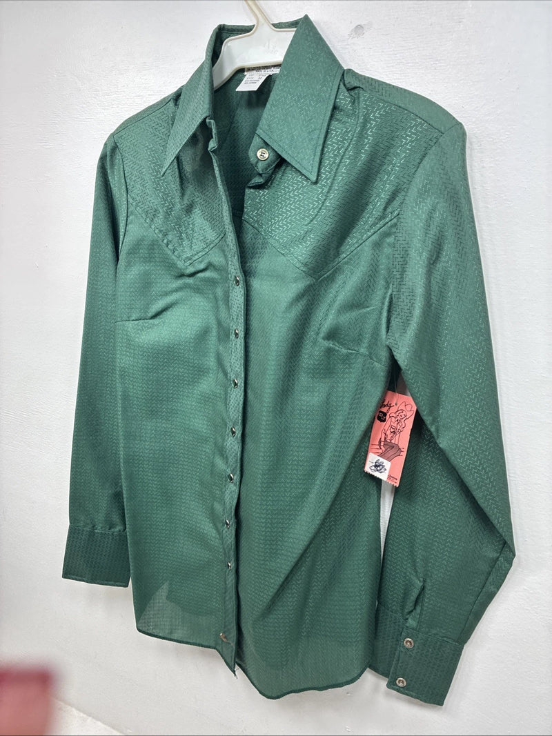 New Woman Dickson Jenkins Green Long Sleeve Pearl Snap Size 32 KK-70